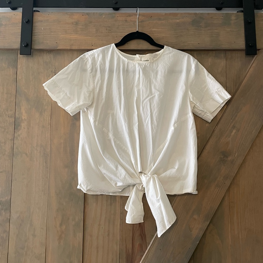 White Front-tie Blouse
